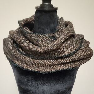 Avoca Ireland Pure Wool Scarf Neutral Tweed Fringe Wrap Unisex